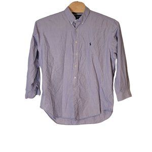 Ralph Lauren Yarmouth Blue Tick Striped Button-Down Dress Shirt‎ Size 17 1/2